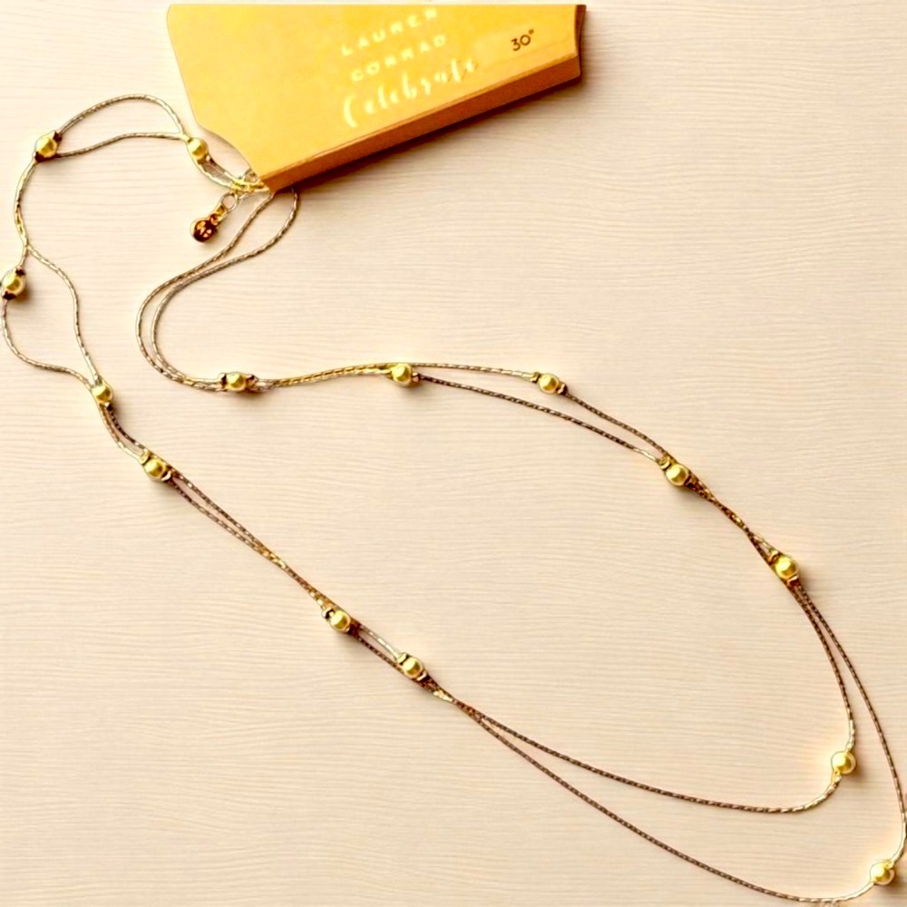 LC Lauren Conrad Gold Celebrate Necklace with Pearl Details - Picture 3 of 6